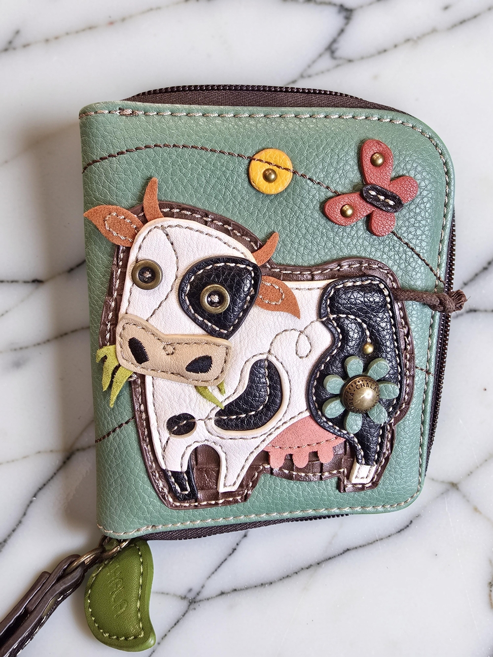 Chala Vegan Leather Cow Wristlet Wallet